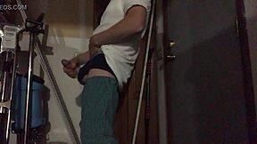 a gay guy starts rubbing himself slowly, building up to an intense solo session in his room.