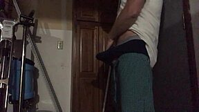 a gay guy starts rubbing himself slowly, building up to an intense solo session in his room.