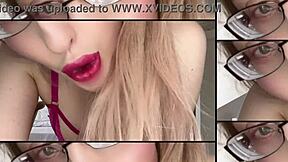 Wow, Secret Lipstick Fetish with Glasses and Lingerie Obsession!