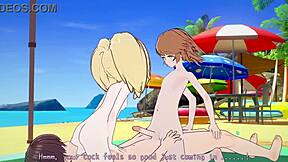 Chihiro and Hiyoko banging on the beach