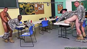 Drill Sergeant Commands Hard Army Threesome!