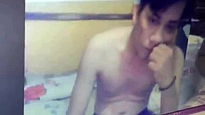 Seductive guy lures cute bro into web chat handjob.