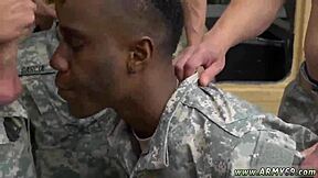 Old guy tries first time gay group sex in military interracial style