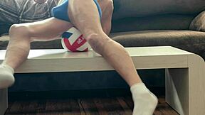 on the table in tight briefs for muscle massage