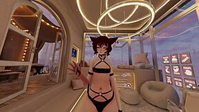 Naughty cat boy gets wild in VR chat, wanna join?