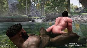 Skyrim gay porn with outdoor pond riding fun