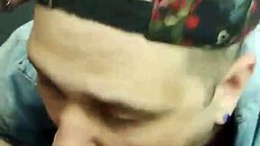 Getting a hot blowjob on the emergency stairs at the mall.