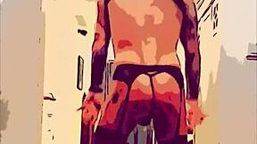 Geiler Gay Dancer Shakes Cock in Sexy Stockings