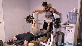 Gay stepson’s ass gets creampied by hot bareback action!