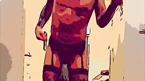 Geiler Gay Dancer Shakes Cock in Sexy Stockings