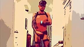 Geiler Gay Dancer Shakes Cock in Sexy Stockings