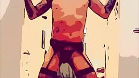 Geiler Gay Dancer Shakes Cock in Sexy Stockings