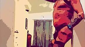 Geiler Gay Dancer Shakes Cock in Sexy Stockings