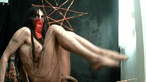 Nasty shemale whore teases with bare feet