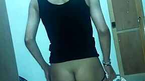 Sexy crossdresser struts in stunning transsexual allure