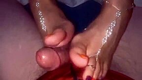 PrettyFeetElite TwinkleToes! Amazing Footjob with Orange and Purple Toes Action