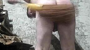 fat gay man's huge ass spanked with broom 😱