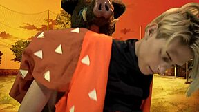 动漫鬼灭之刃cosplay与热辣小骚货动作