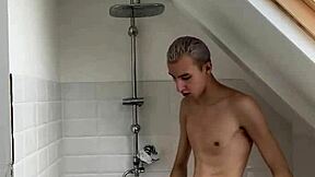 Ever seen a twink shower with such a massive cock?