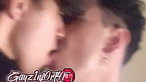 Slurping naughty white boy in bathroom stall