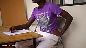 ebony twink kalem strokes his big cock solo