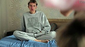 Two Cute Twinks Tease Guy with Massive Dick Part 1