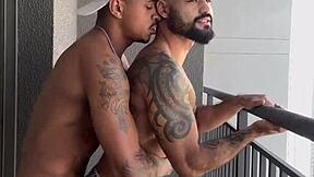 I'm pounding hard on the building balcony