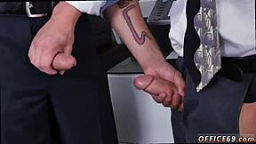 Straight Light Skin Guy with Huge Shaft in Gay Threesome