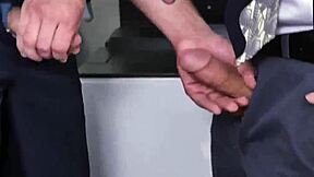 Straight Light Skin Guy with Huge Shaft in Gay Threesome