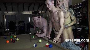 Playing Pool and Fucking Our Twink Bottoms