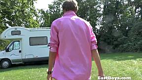 yo, wanna see an 18 twink get oiled up for a public handjob?