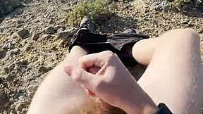 teen twink jerks off boldly in public park