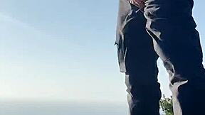 teen twink jerks off boldly in public park