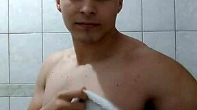 Young Latino Twink Caught in Shower Scene