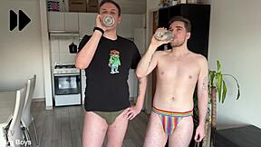 gay water challenge with boyfriend turns wild and wet