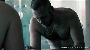 Hunk stepfather gives defiant twink stepson a deepthroat blowjob before barebacking his tight ass