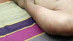 indian straight guy masturbates huge cock outdoors with two hands