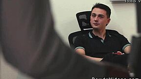 Hunk intensely fucks associate's ass after blowjob