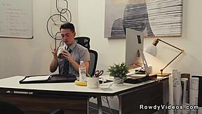 Hunk intensely fucks associate's ass after blowjob