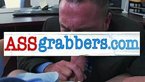 naughty black receptionist, how does that tight white ass feel slammed in the office?