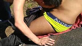 domination unfolds in forest orgy among abandoned cars