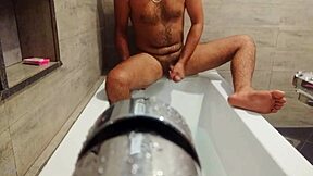 indian guy with big cock masturbates after shower on cam