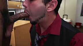 Wow! Horny Interviewer Gets Hard Watching Interracial Oral and Ass Fucking!