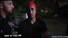 hot nude police men fucking in a gay threesome group, homie takes it easy