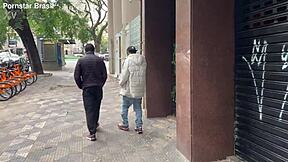 pornstar brasil inviting a slut to fuck in são paulo square! bareback gay brazilian sex with masked guy and monster cock!