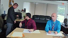 Straight boy tries nude yoga first time in hot gay threesome blowjob group