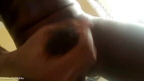 Male dirty talks jerking big black cock to orgasm in homemade vid communitydick4u!