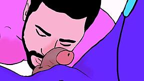 huele la gran verga del impostor y luego la chupa in this among us cartoon