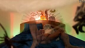 Emo Femboy Moans Through Bareback Halloween Orgasm