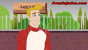 Brazilian hentai cartoon depicts outdoor park blowjob on big black cock